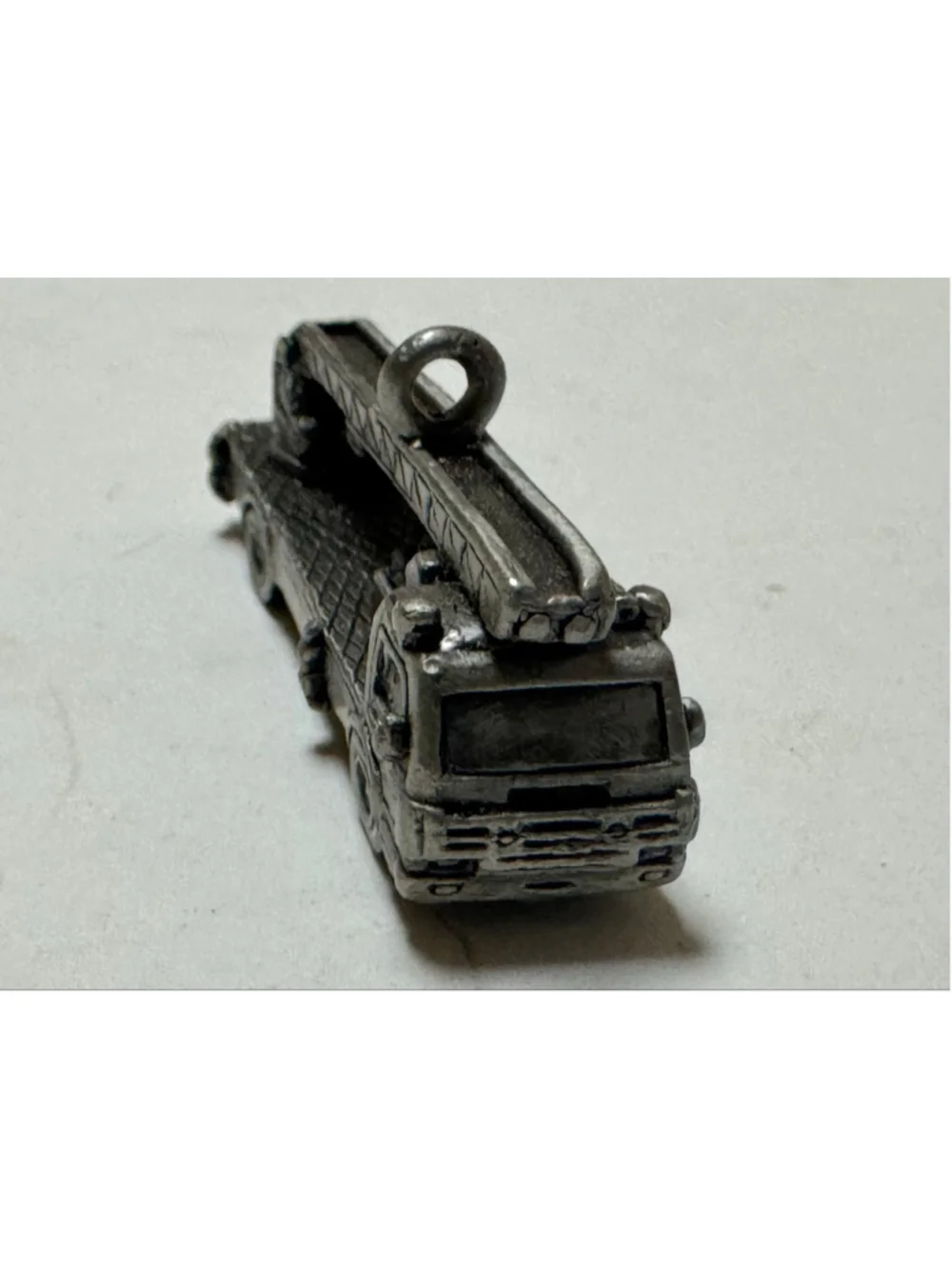 Vintage Pewter Construction Crane / Fire Truck Charm 2” long